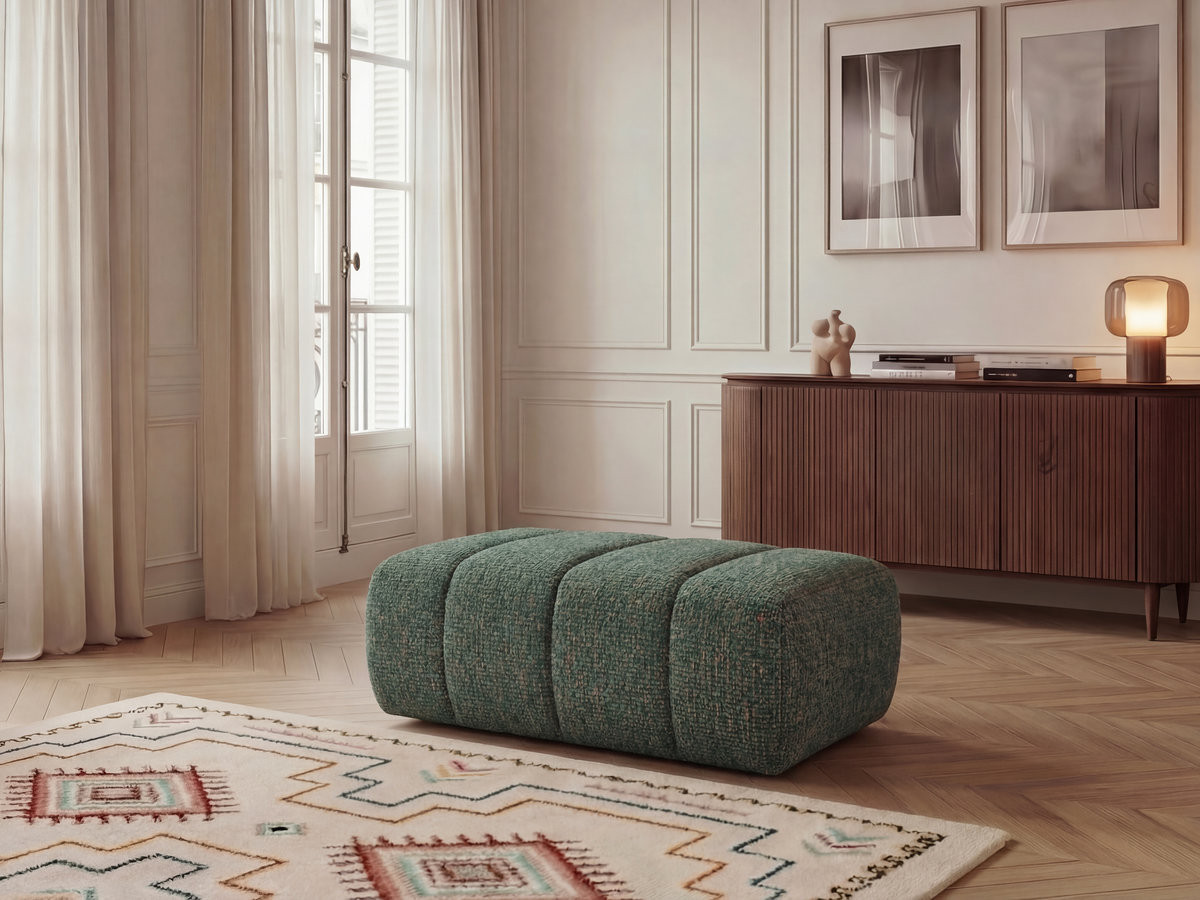 Bobochic Nesty Pouf Melange-Stoff Dunkelgrün