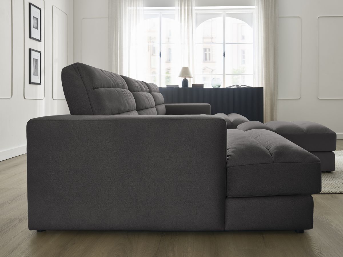 Bobochic Sierra Wohnlandschaft mit Pouf Samt Schwarz