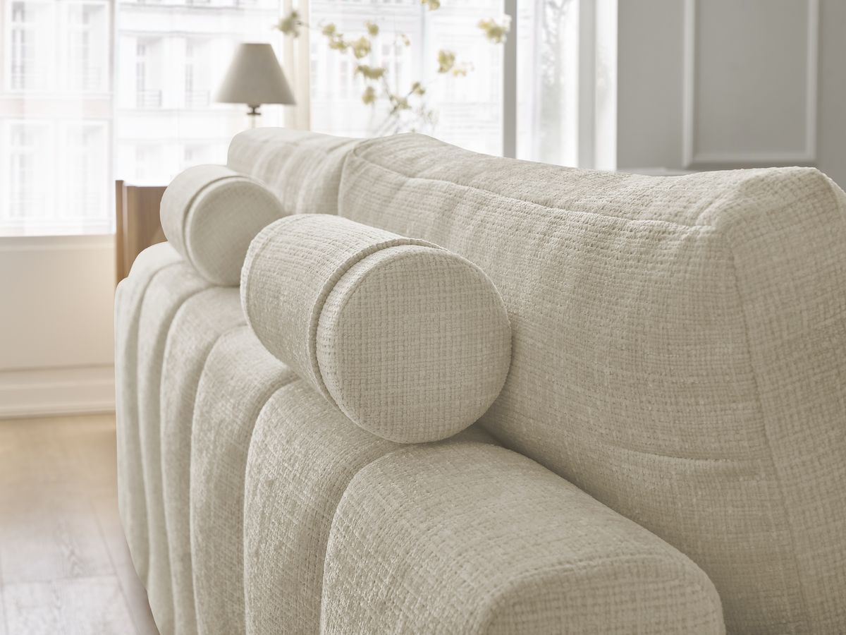 Bobochic Anakin Schlafsofa 3-Sitzer mit Bettkasten, 2 Kissen Strukturstoff Beige