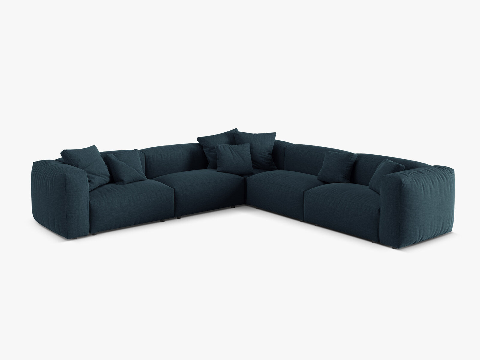 Micadoni modulares symmetrisches Ecksofa XL Martina 5-Sitzer Strukturierter Stoff Boston Jeansblau
