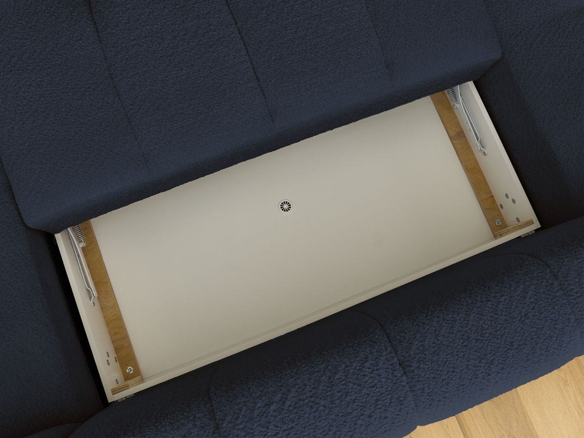 Bobochic Fuji Wohnlandschaft mit Pouf Bouclé-Stoff Dunkelblau Ecke links