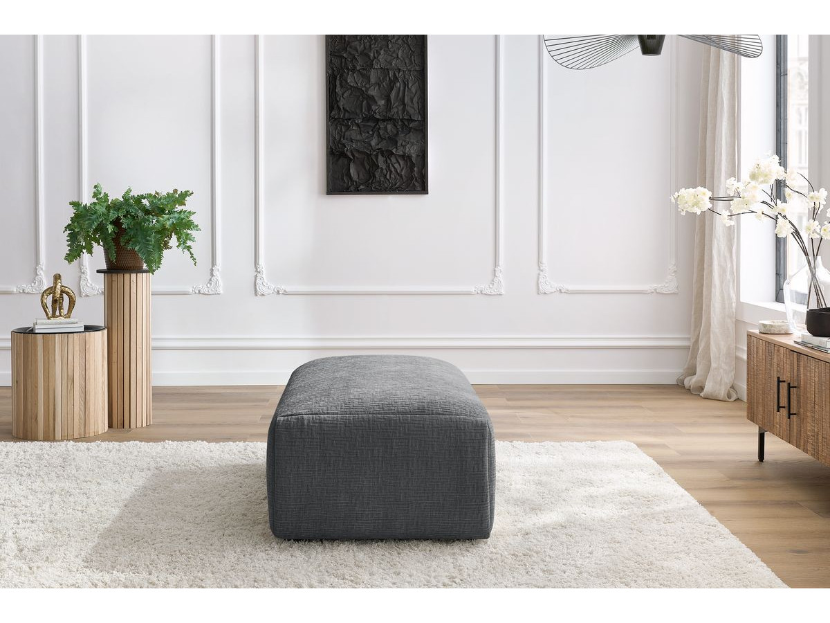 Bobochic Jeanne Pouf 66 × 117 cm Strukturstoff Dunkelgrau