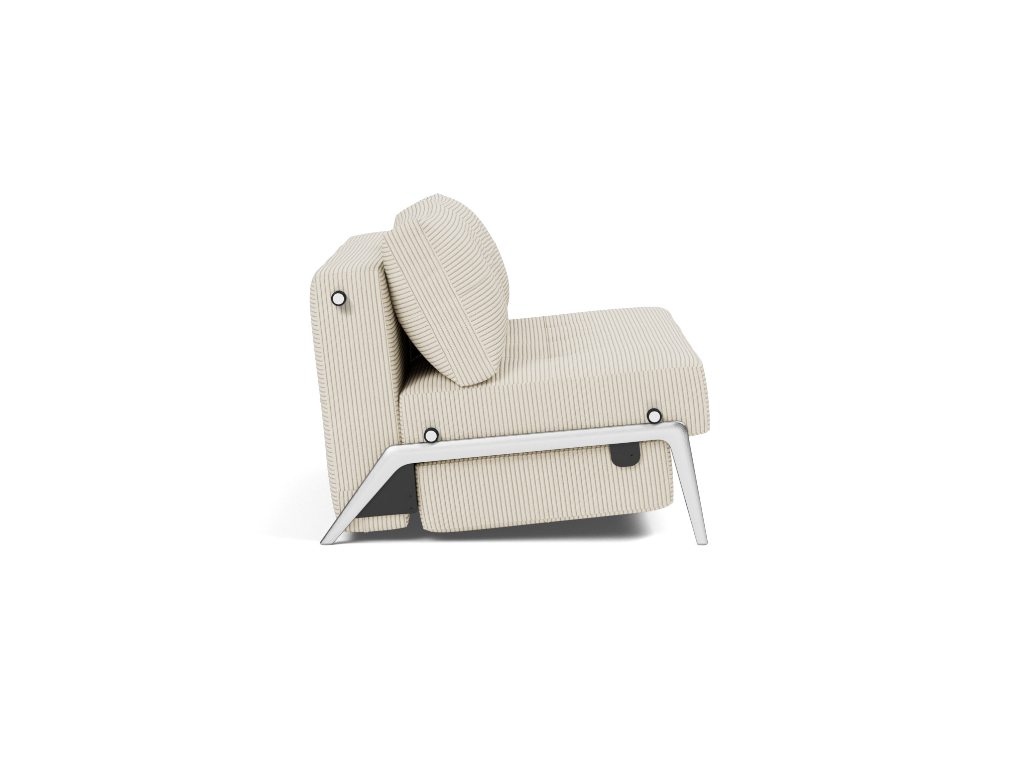 Schlafsofa Cubed 140 Kord Corduroy 594-Ivory Beine Aluminium