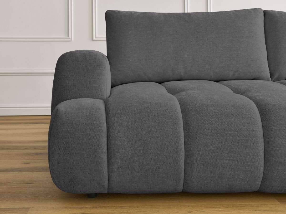 Bobochic Fuji Schlafsofa 3-Sitzer mit Bettkasten Stoff Dunkelgrau
