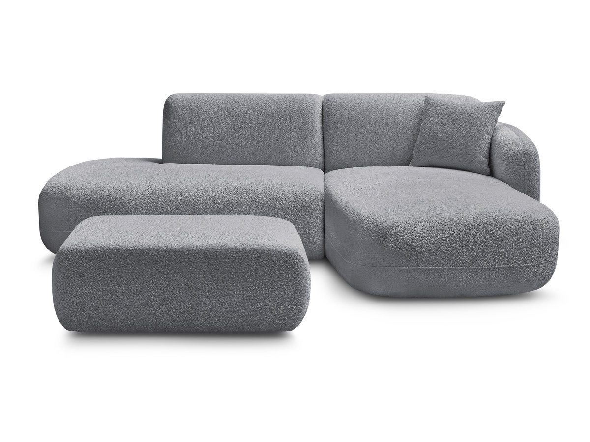 Bobochic Anda Ecksofa mit Pouf 241 × 163 cm Chenille Grau Ecke rechts