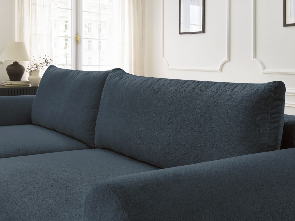 Bobochic Lucien Ecksofa mit Schlaffunktion und Bettkasten 314 × 167 cm Stoff Dunkelblau Ecke links