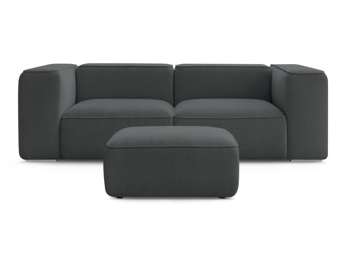 Bobochic Zephyr Sofa 3-Sitzer mit Pouf Strukturstoff Dunkelgrau