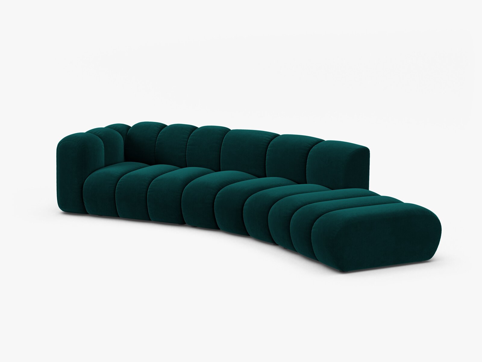 Micadoni Modulares Sofa Lupine 5-Sitzer Samt Venus Dunkel Petrol Rechts