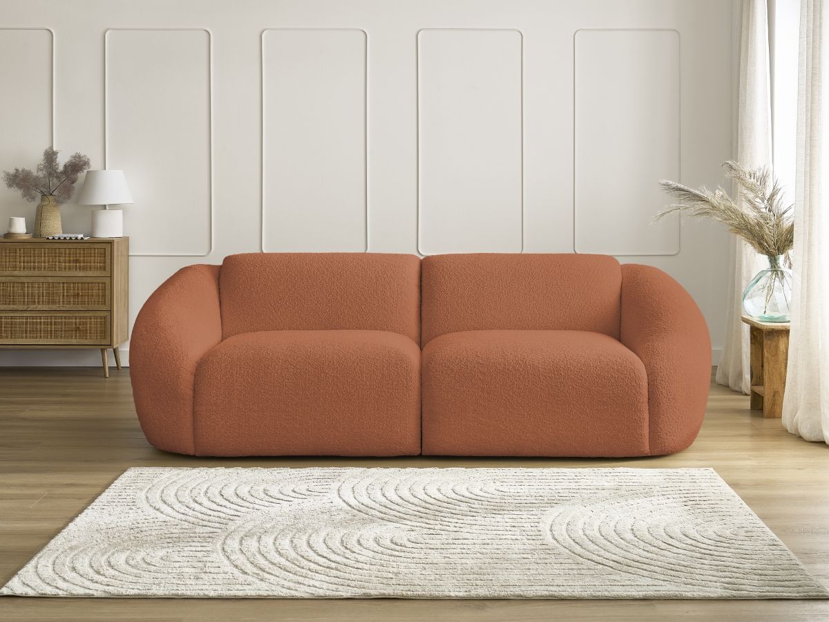 Bobochic Tina Sofa 3-Sitzer Bouclé-Stoff Orange