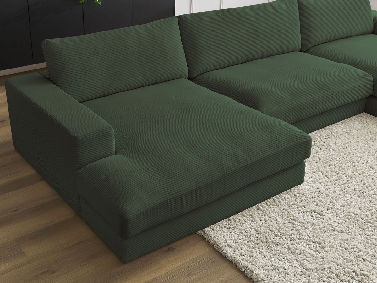 Bobochic Leonard Wohnlandschaft 404 × 159 cm Cordsamt Dunkelgrün