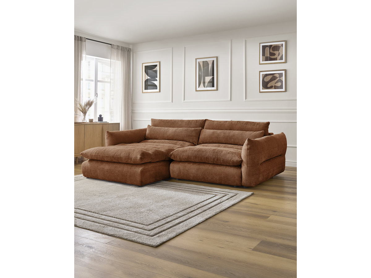 Bobochic Neil Ecksofa Strukturstoff Orange Ecke links