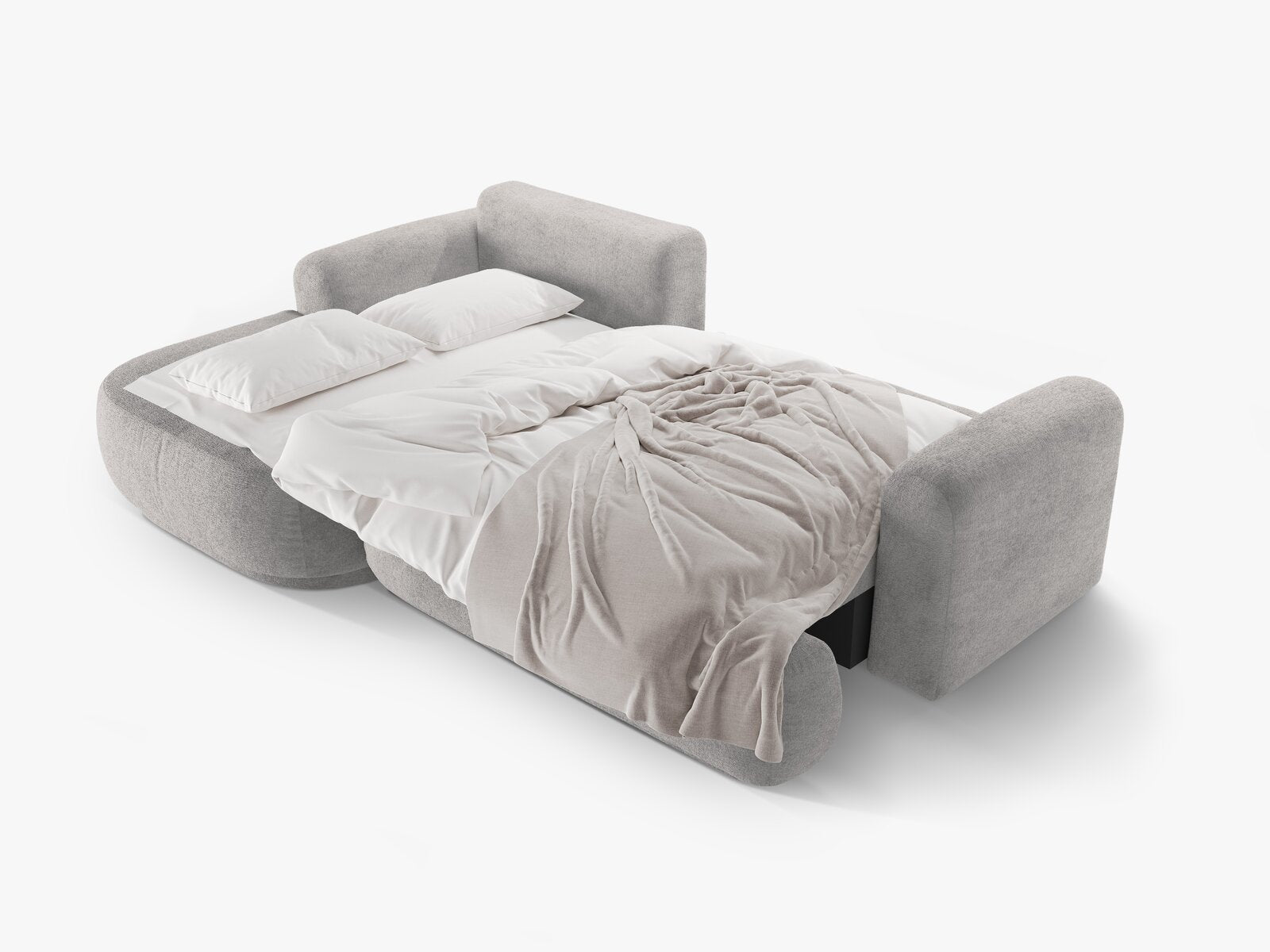 Micadoni Ella Ecksofa mit Bettfunktion und Stauraum Links Strukturierter Stoff Sorella Warmes Grau