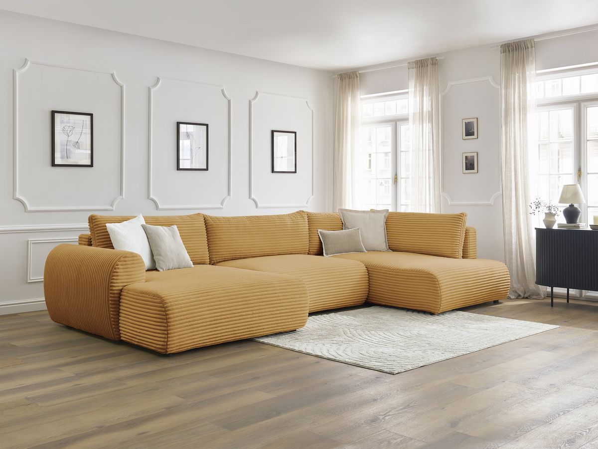 Bobochic Lucien Wohnlandschaft Breitcord weich Gelb Ecke links