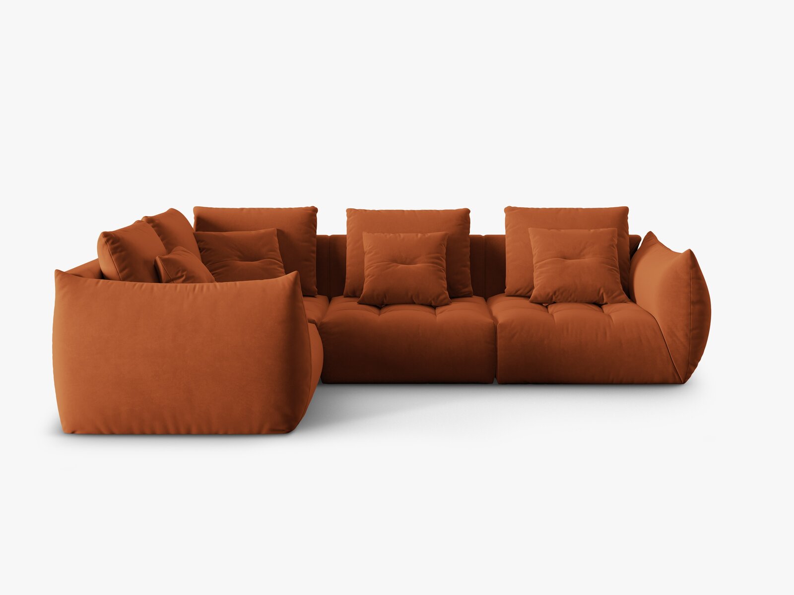 Micadoni Ecksofa Bloom 4-Sitzer Links Samt Terrakotta