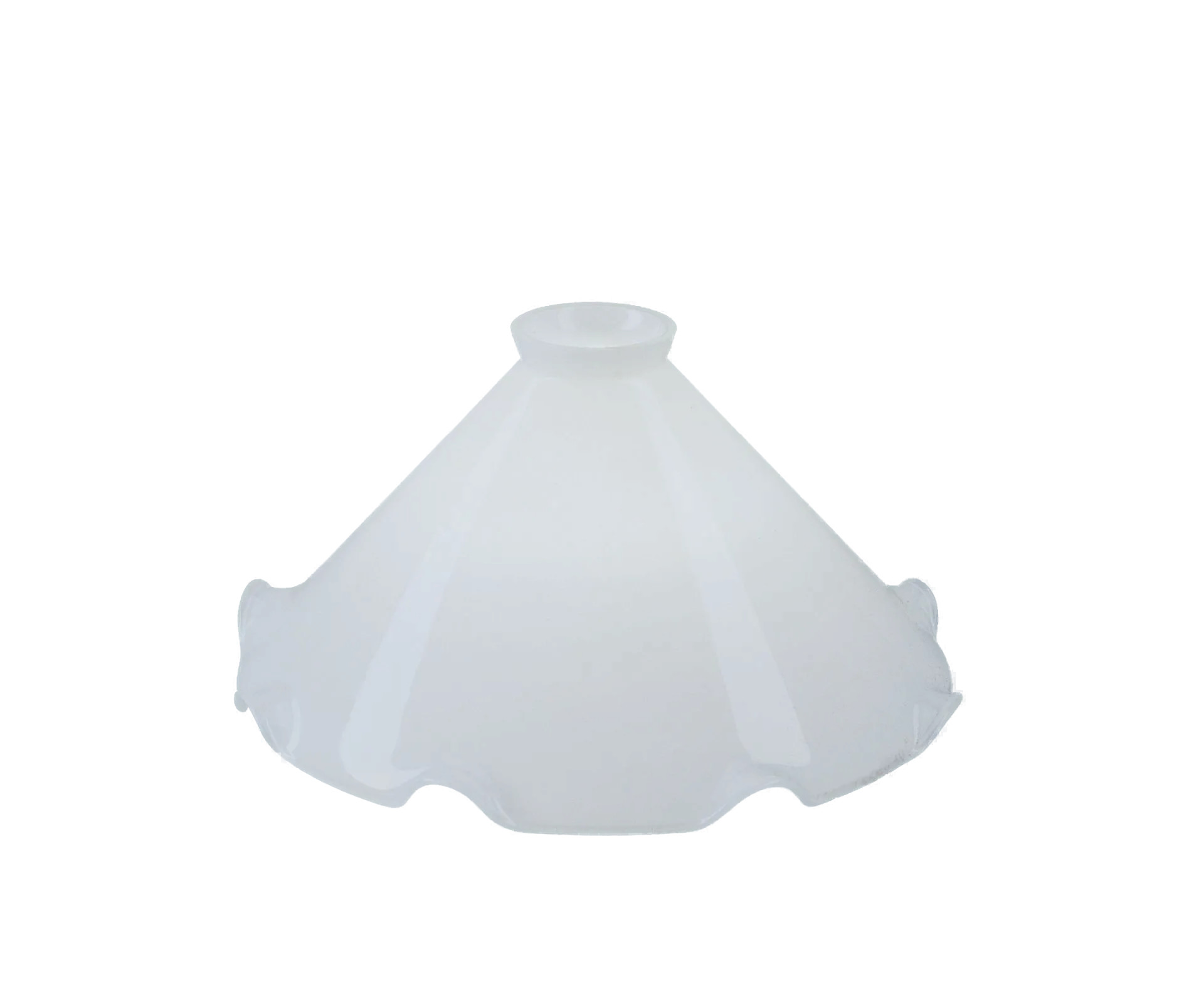 Berliner Messinglampen Glasschirm Nr. 27 Kegelform, Opalglas weiß glänzend