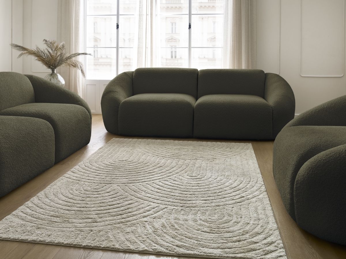 Bobochic Tina Sofa 6-Sitzer Bouclé-Stoff Grün
