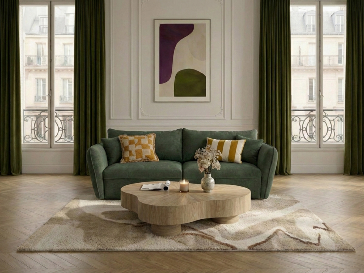 Bobochic Luigi Sofa 3-Sitzer Strukturstoff Grün