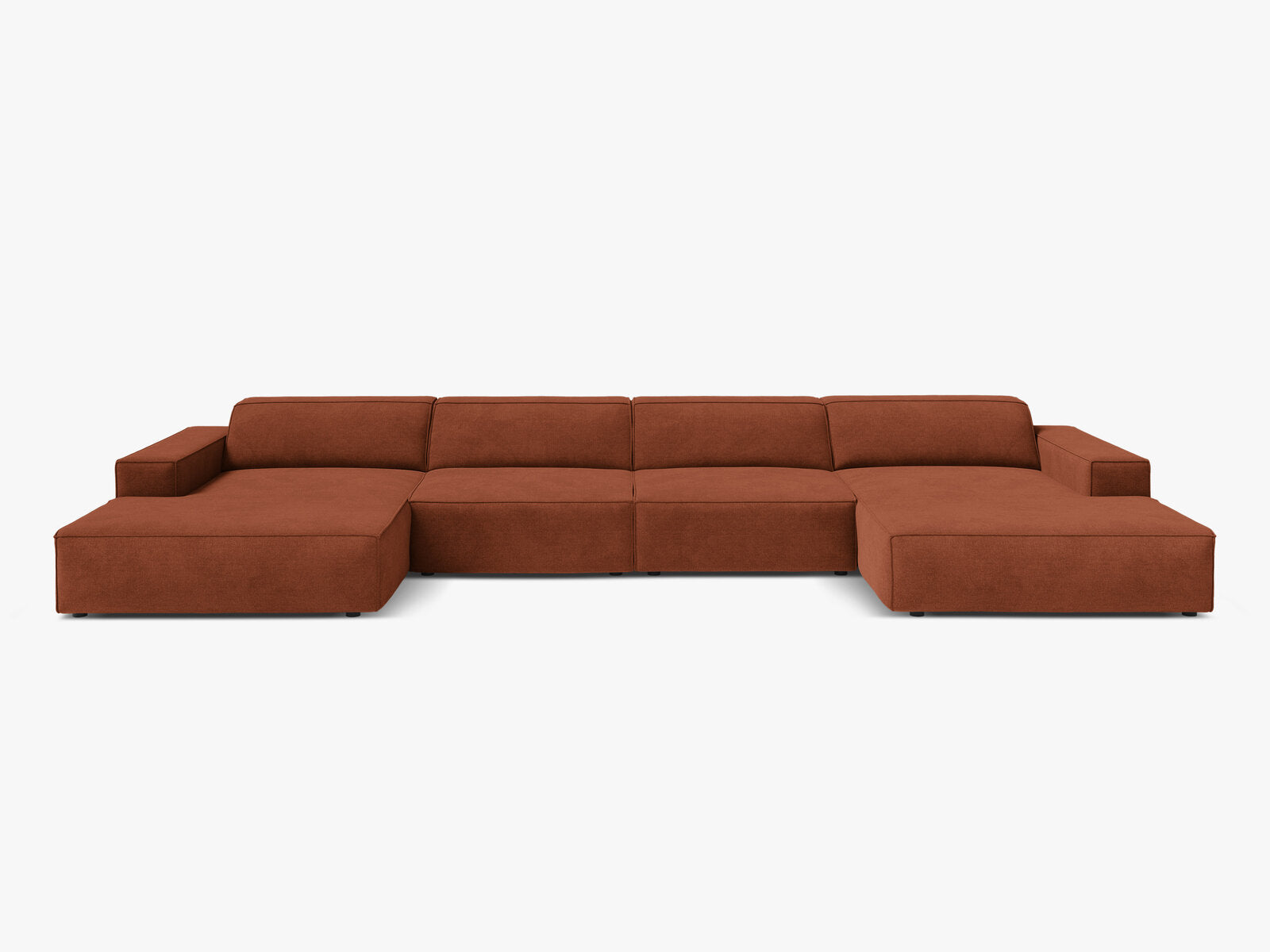 Micadoni Panorama-Sofa Jodie 6-Sitzer Strukturierter Stoff Liberty Ziegel