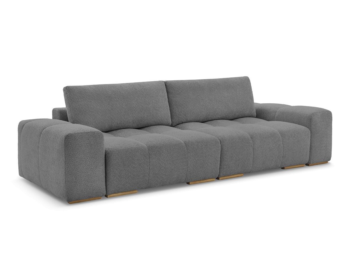 Bobochic Anakin Schlafsofa 3-Sitzer mit Bettkasten, 2 Kissen Bouclé-Stoff Dunkelgrau