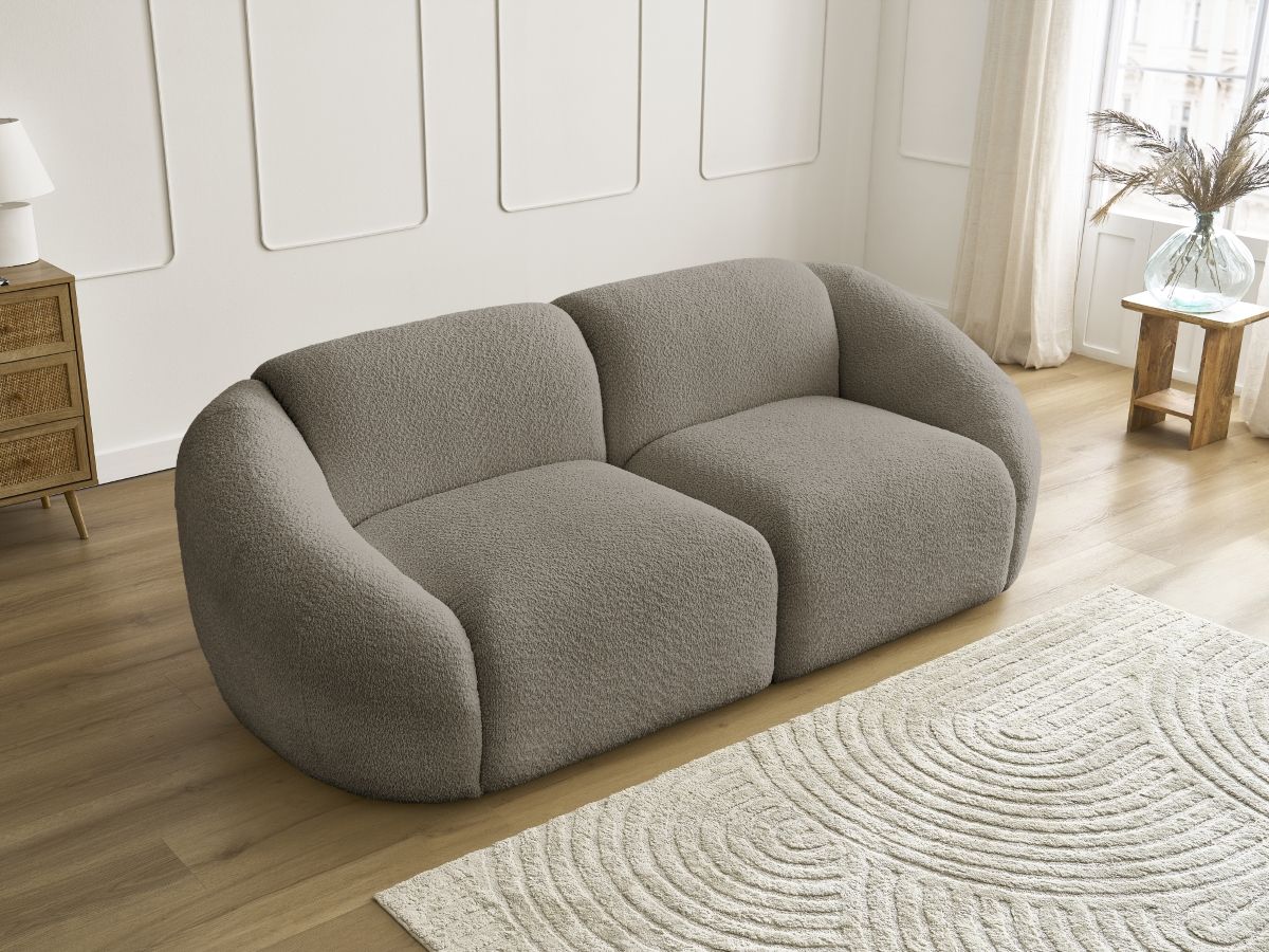 Bobochic Tina Sofa 2-Sitzer Bouclé-Stoff Taupe