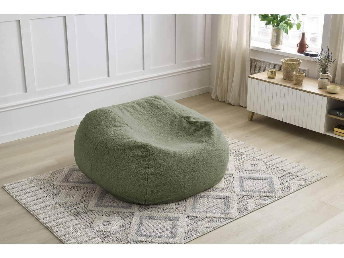 Bobochic Meribel Pouf Bouclé-Stoff Grün