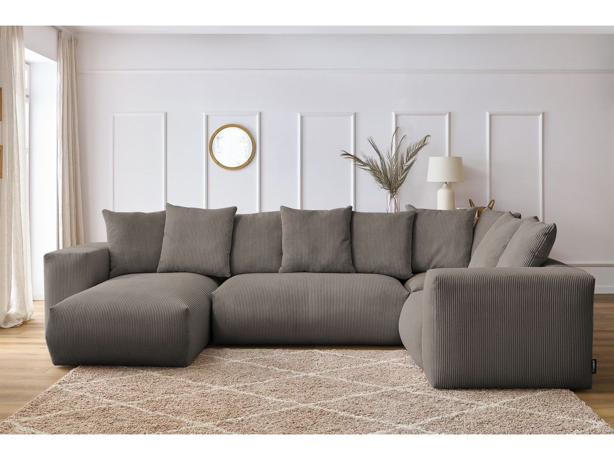 Bobochic Voltaire Wohnlandschaft 356 × 214 cm Cordsamt Taupe Ecke links