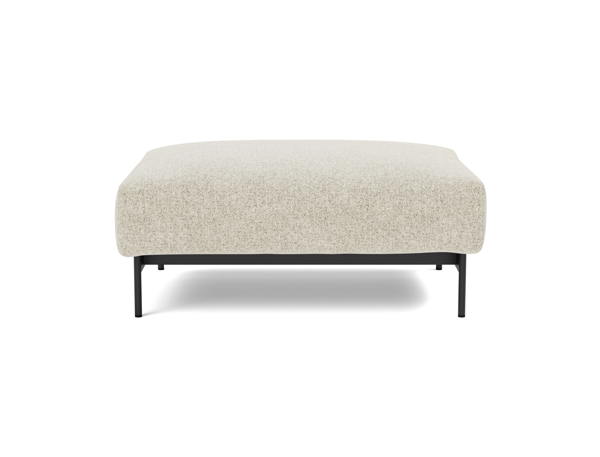 Hocker Malloy Strukturierter Stoff Taura 357-Off-White Beine Schwarzes Metall