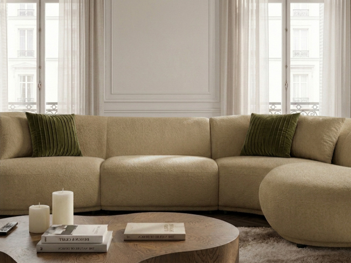 Bobochic Nora Ecksofa Chenille Hellbraun Ecke rechts