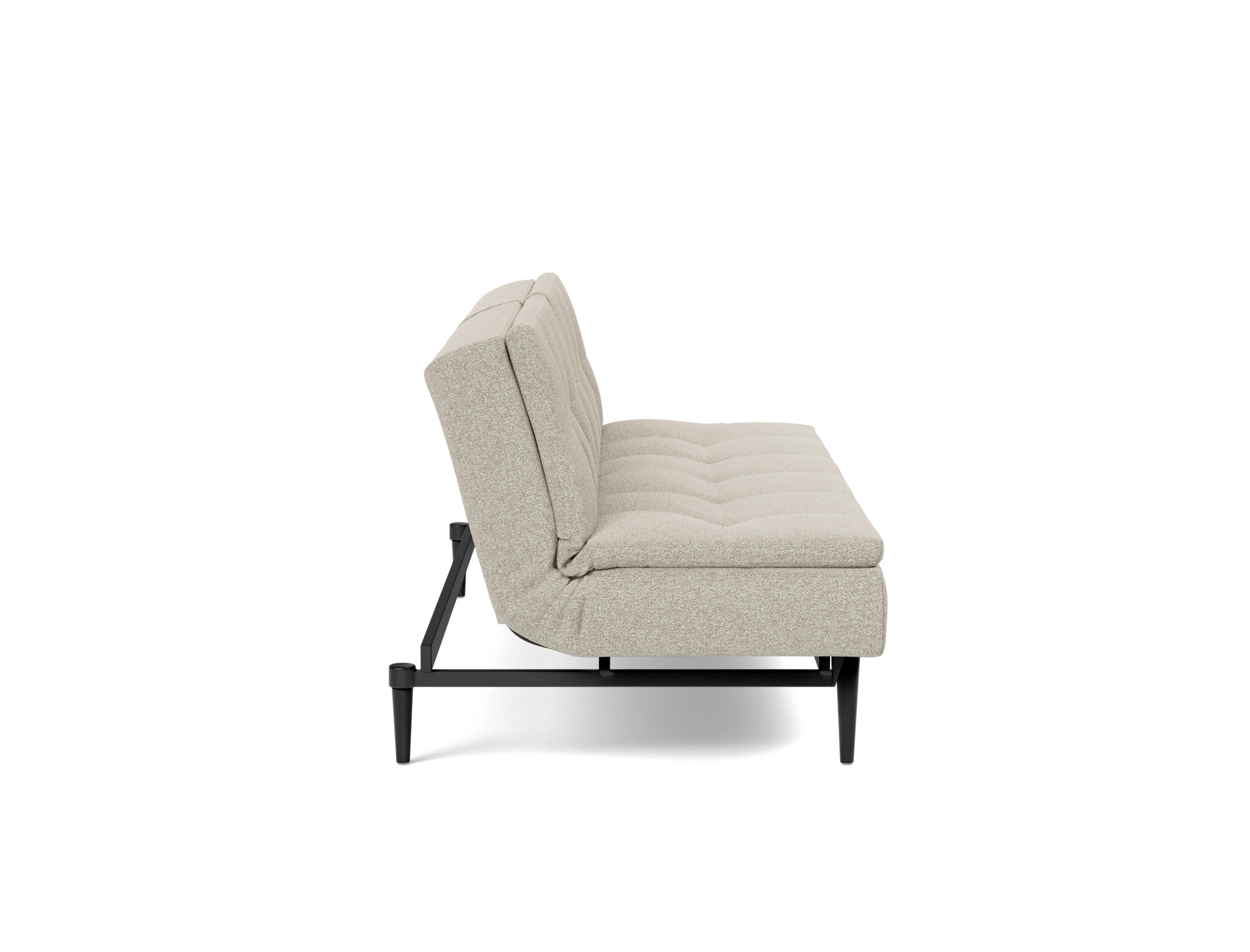 Schlafsofa Dublexo Boucle Skandi 539-Beige Beine Styletto Eiche schwarz