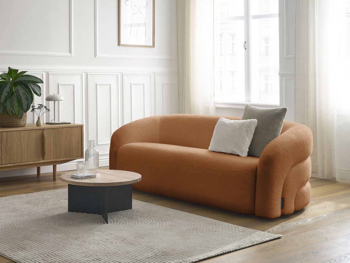 Bobochic Elina Sofa 3-Sitzer Bouclé-Stoff Orange