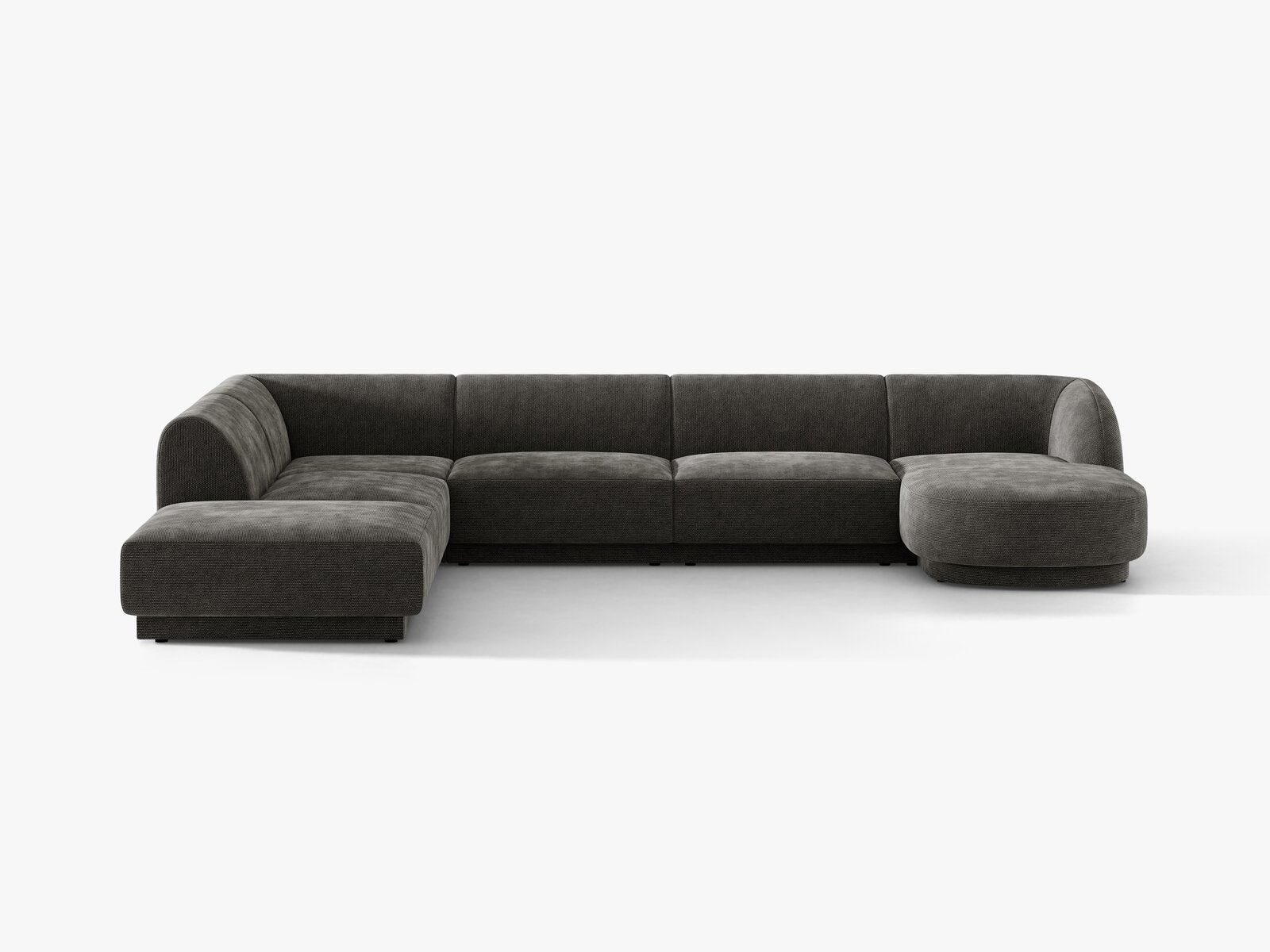 Micadoni Panorama-Ecksofa Miley 6-Sitzer Links Chenille Haga Grau