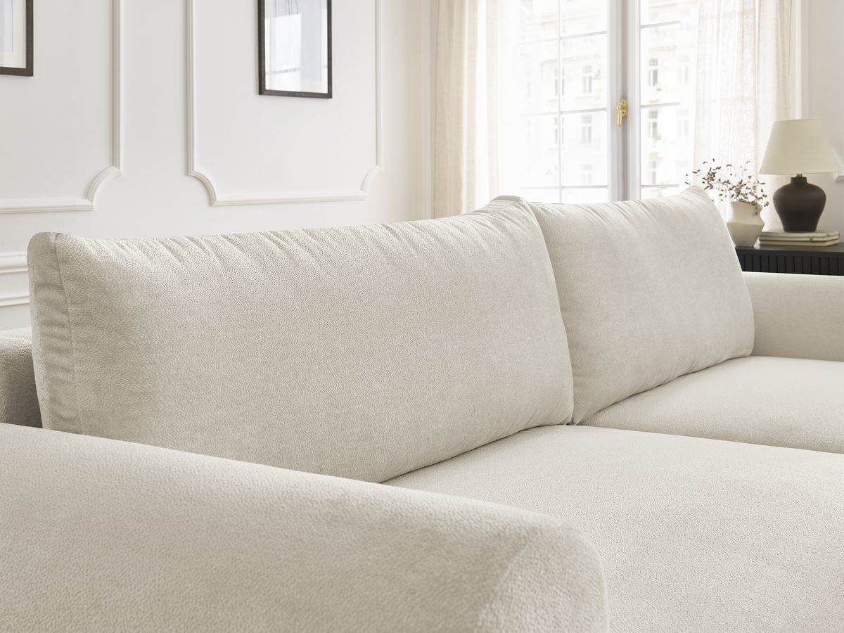 Bobochic Lucien Ecksofa mit Schlaffunktion und Bettkasten 314 × 167 cm Stoff Beige Ecke rechts