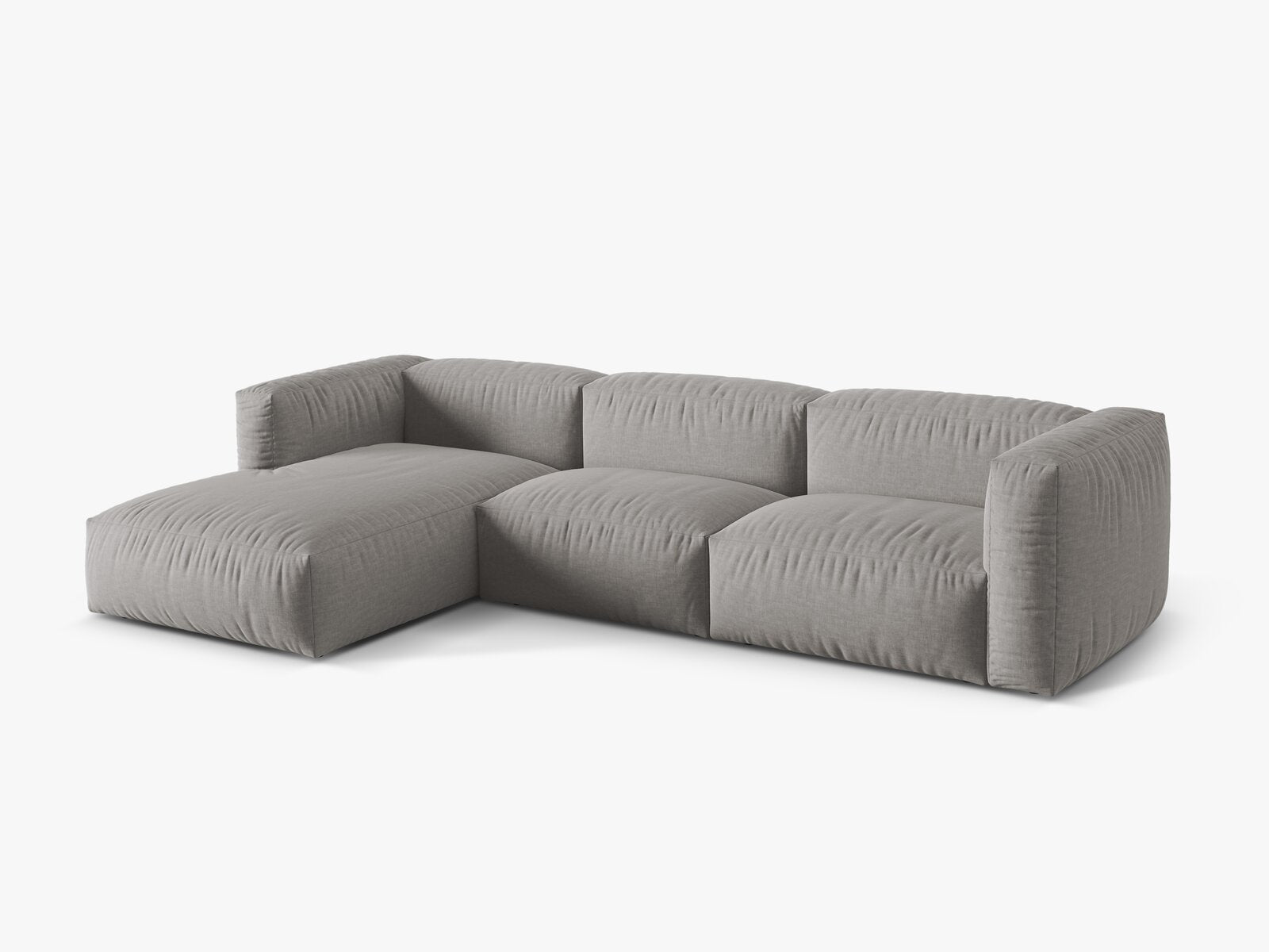 Micadoni Ecksofa Martina 3-Sitzer Links Strukturierter Stoff Boston Hellgrau