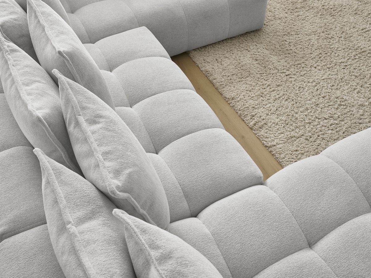Bobochic Everest Wohnlandschaft, 14 Kissen Melange-Stoff Hellgrau Ecke links