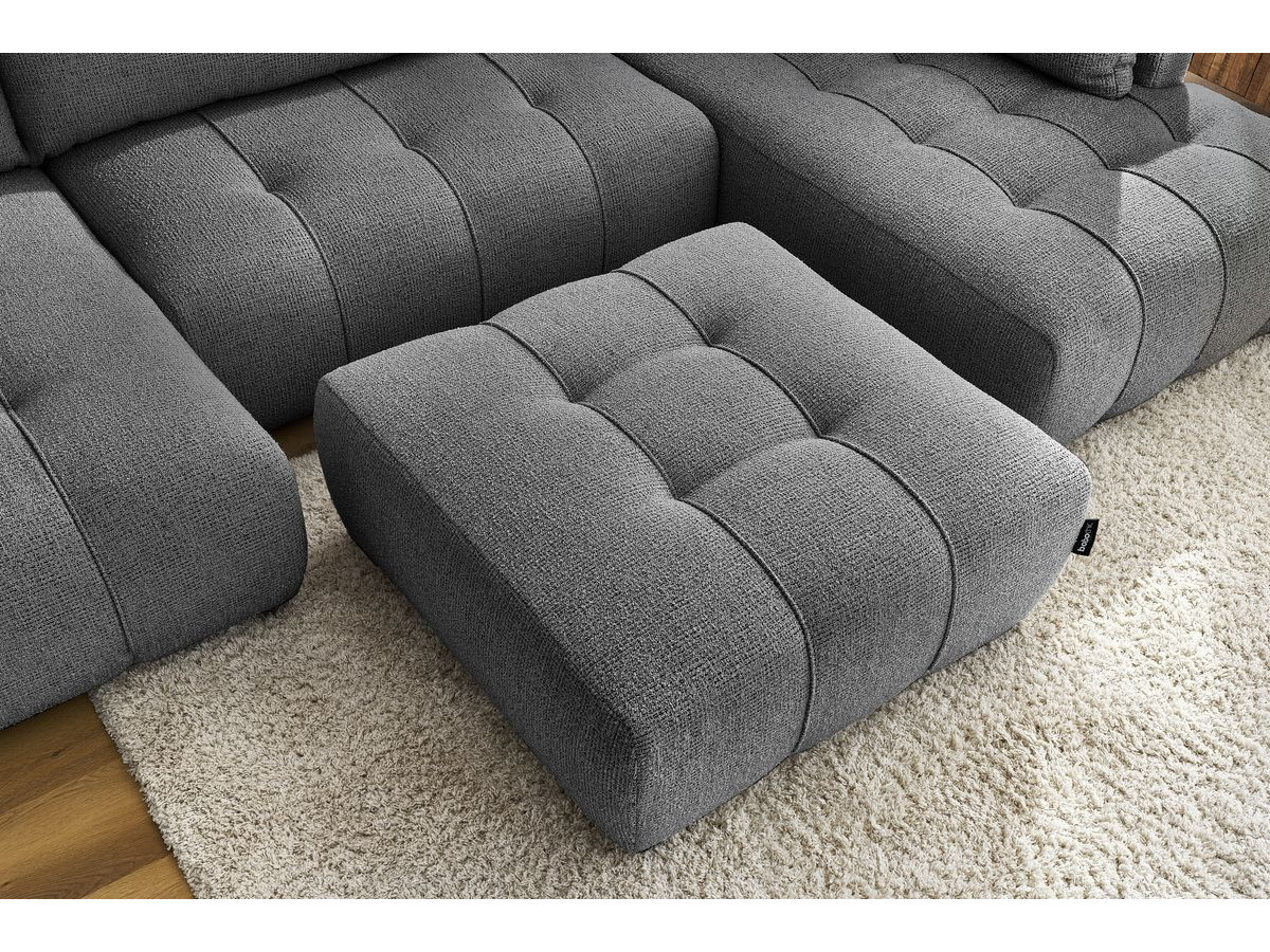 Bobochic Arsene Wohnlandschaft mit Pouf Melange-Stoff Dunkelgrau Ecke links