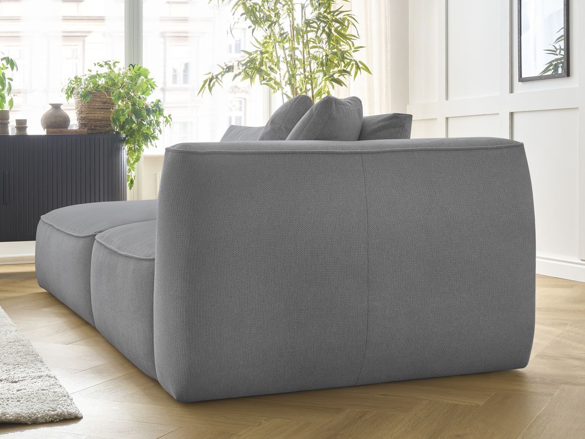 Bobochic Leopold Sofa 4-Sitzer mit Pouf Melange-Stoff Hellgrau Armlehne rechts