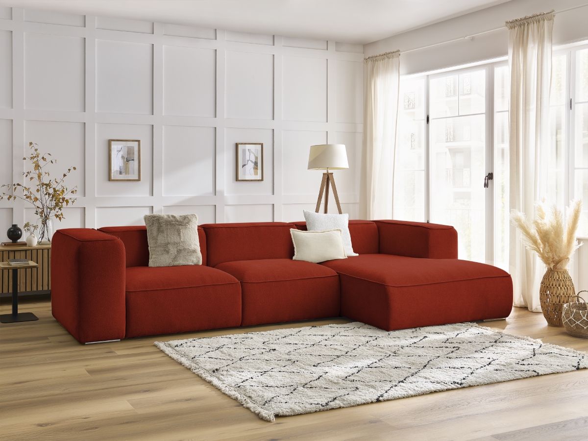 Bobochic Zephyr Ecksofa 349 × 165 cm Strukturstoff Orange Ecke rechts