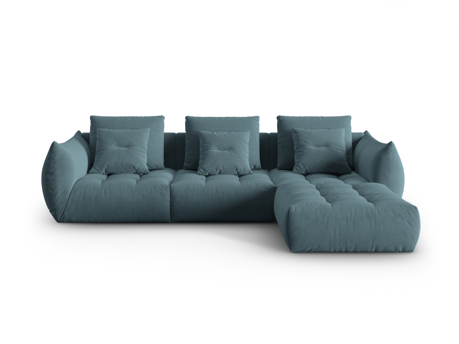 Micadoni Ecksofa Bloom 2-Sitzer Samt Pastellblau