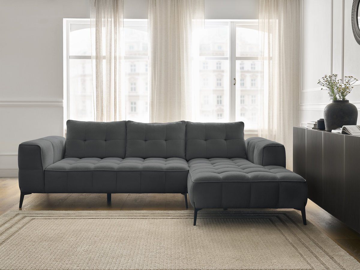 Bobochic Anis Ecksofa Strukturstoff Dunkelgrau Ecke rechts