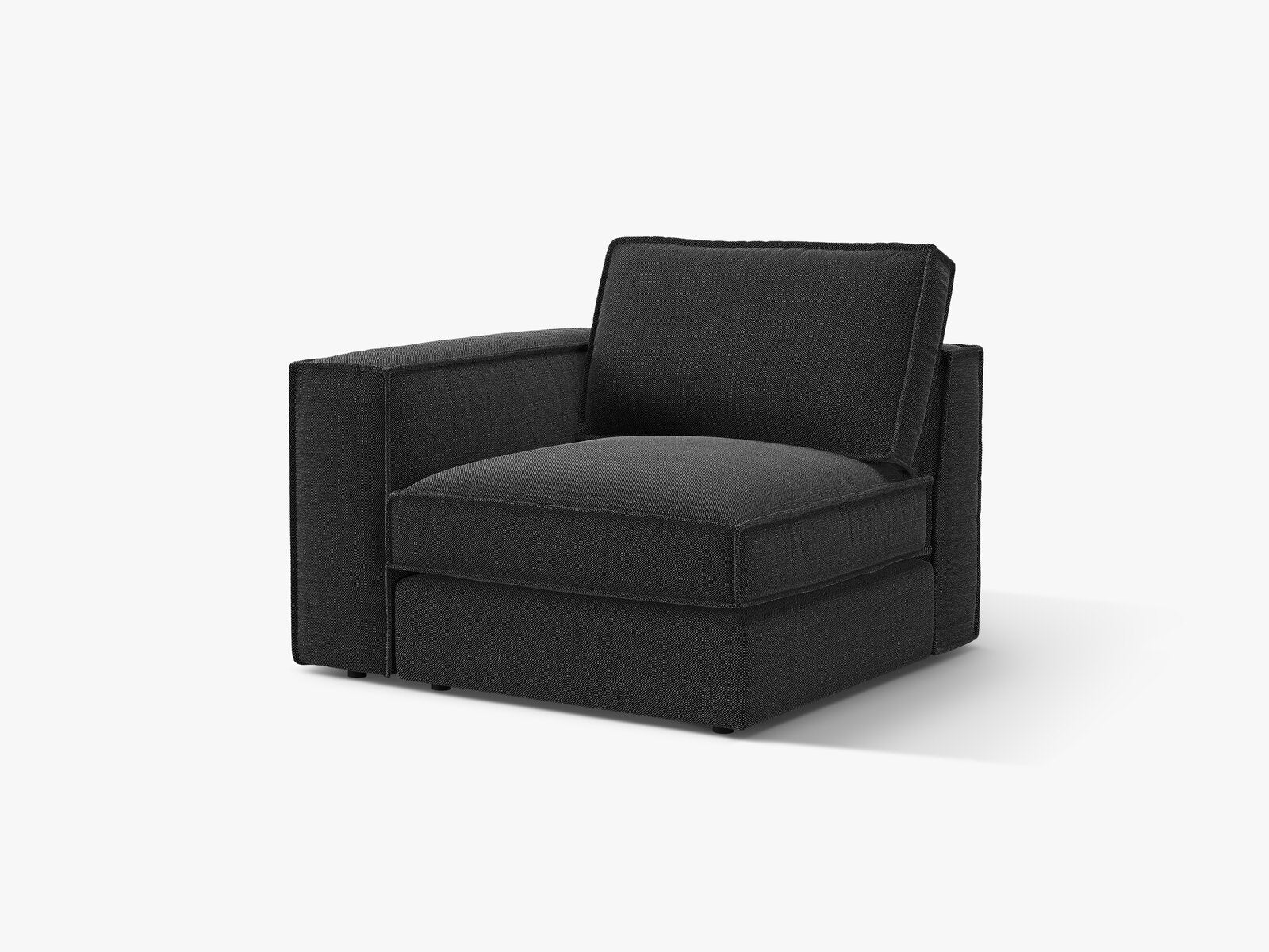 Micadoni Eckmodul mit Armlehne Pola Links Strukturierter Stoff Babel Schwarz