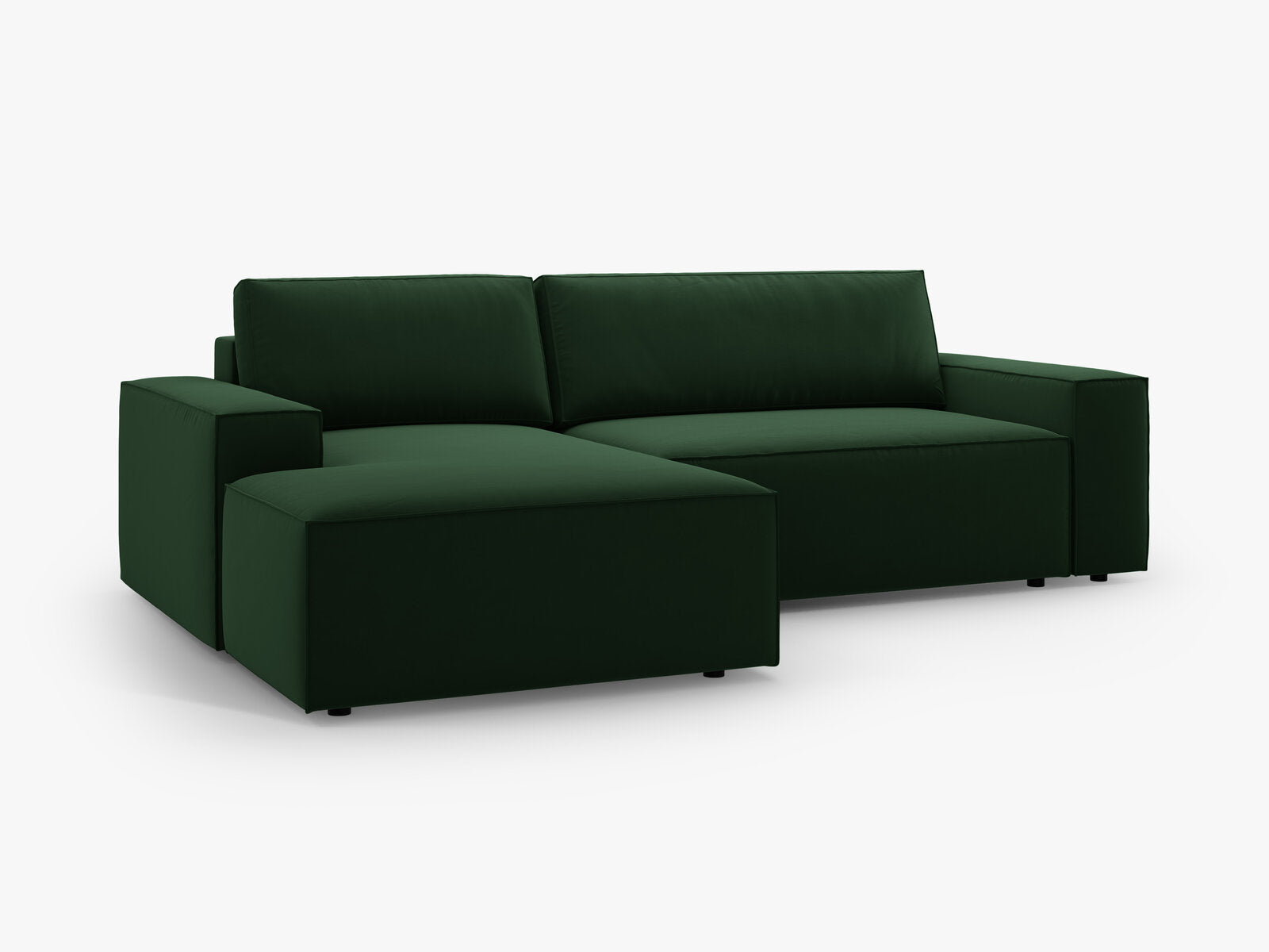 Micadoni Schlaf-Ecksofa Jodie 3-Sitzer Links Samt Flaschengrün