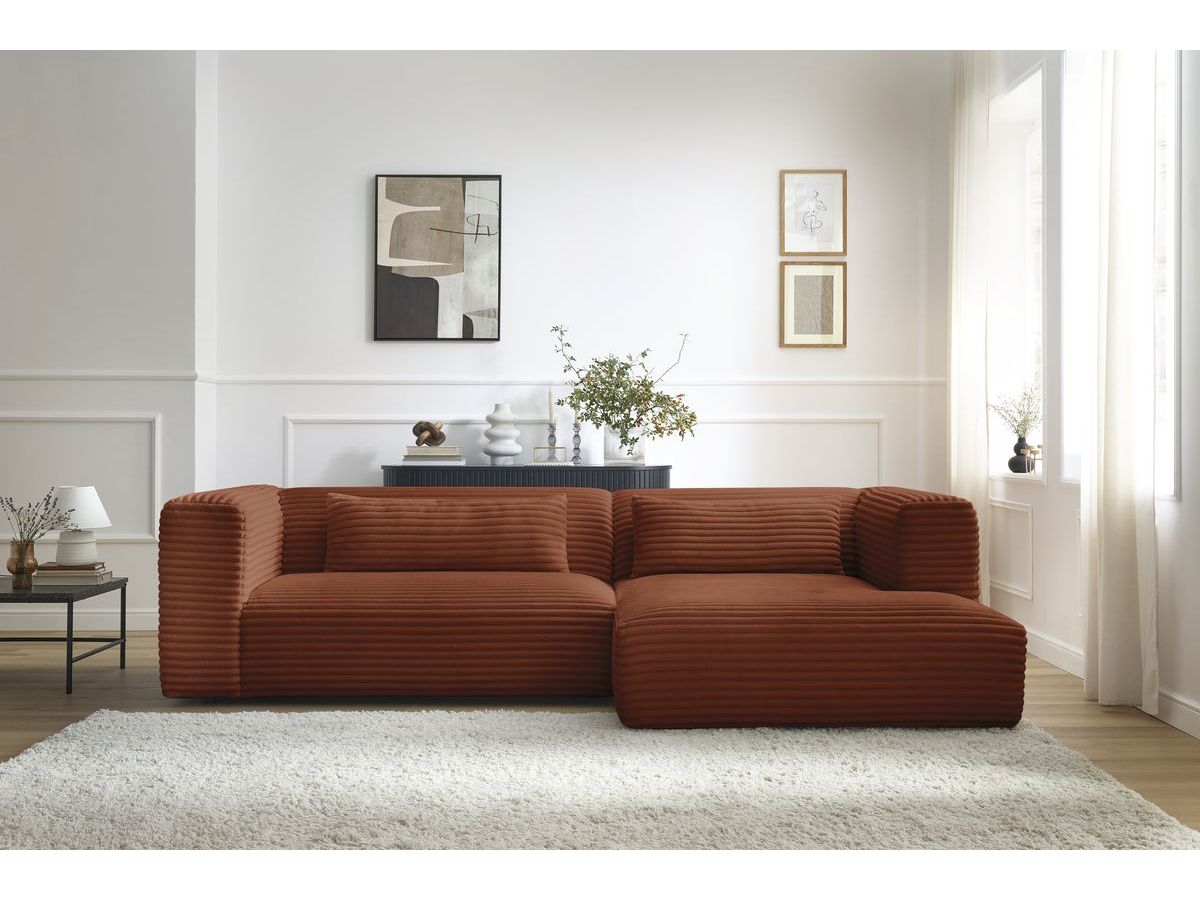 Bobochic Harry Ecksofa Breitcord weich Orange Ecke rechts