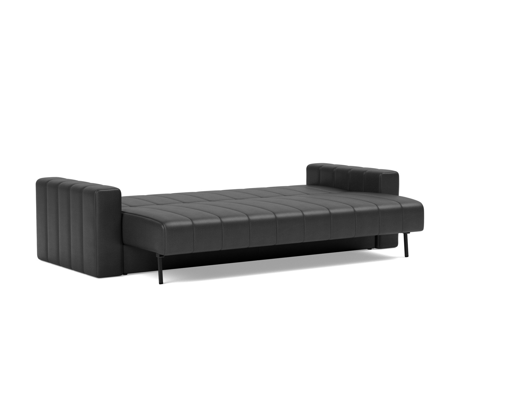 Schlafsofa Akello mit Armlehnen Lederoptik Faunal 550-Black