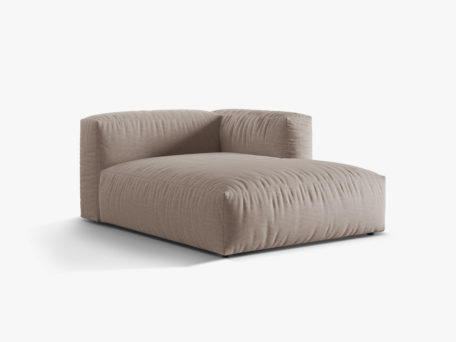 Micadoni Recamiere Martina 1-Sitzer Rechts Strukturierter Stoff Boston Dunkelbeige