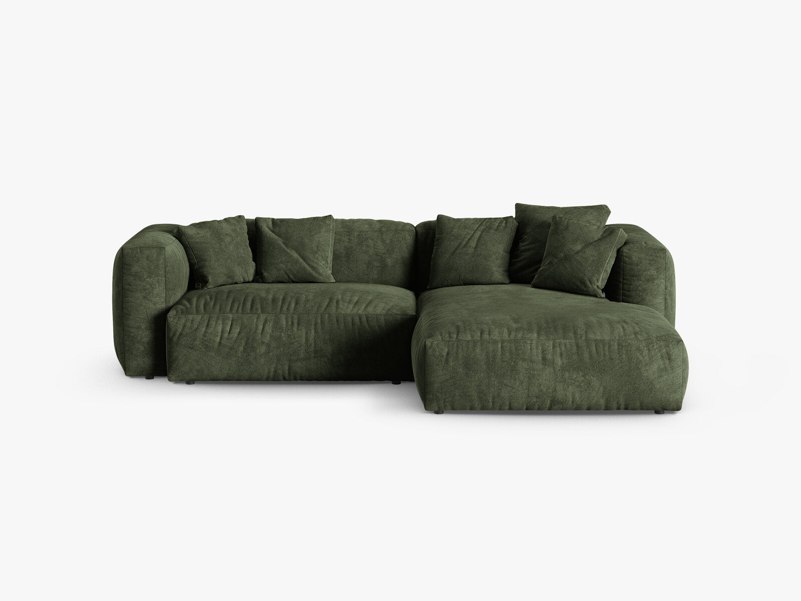 Micadoni Ecksofa Martina 2-Sitzer 90cm Sitztiefe Rechts Samt Vogue Grün
