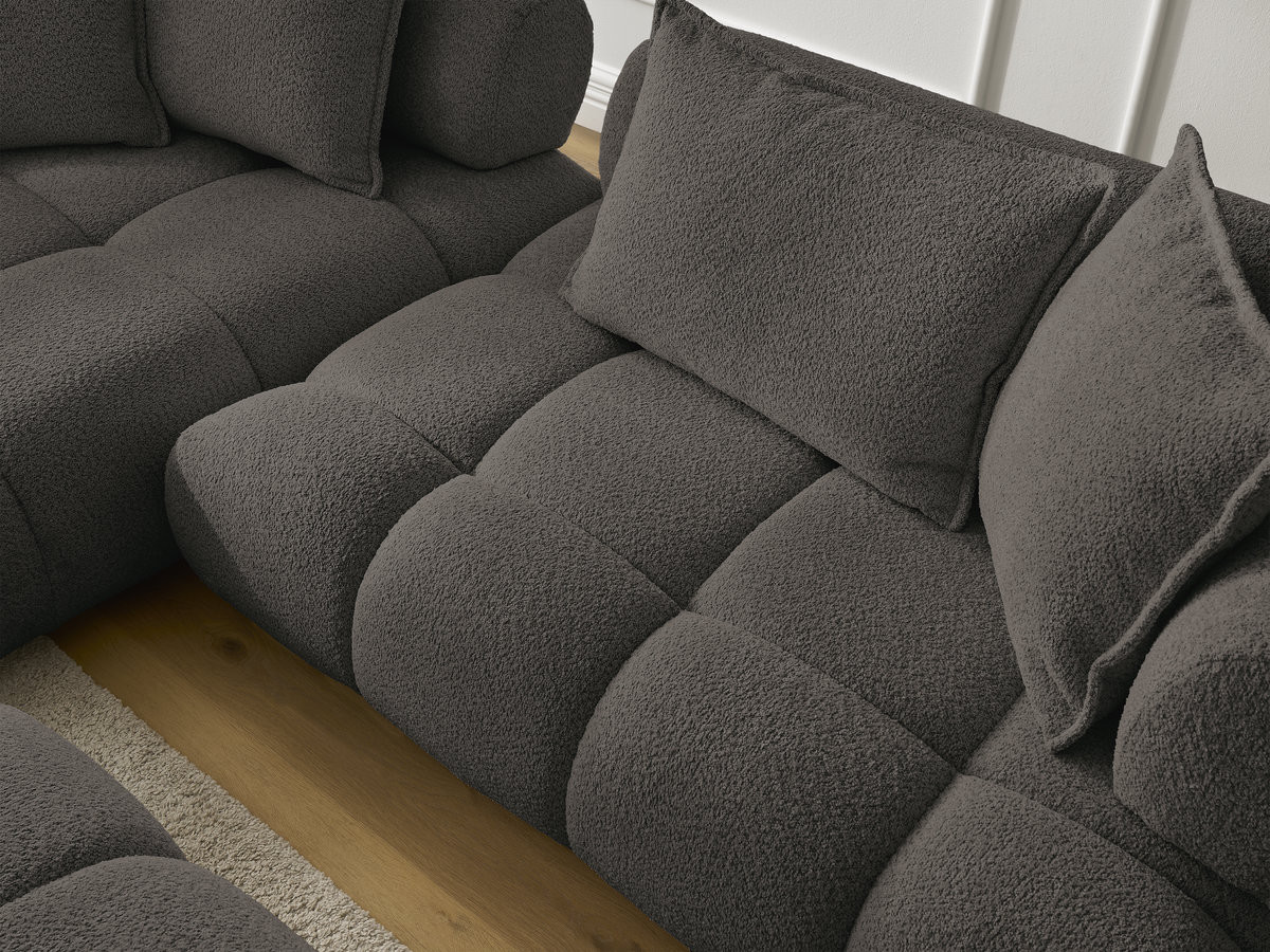 Bobochic Alya Ecksofa mit Pouf Bouclé-Stoff Braun Ecke links