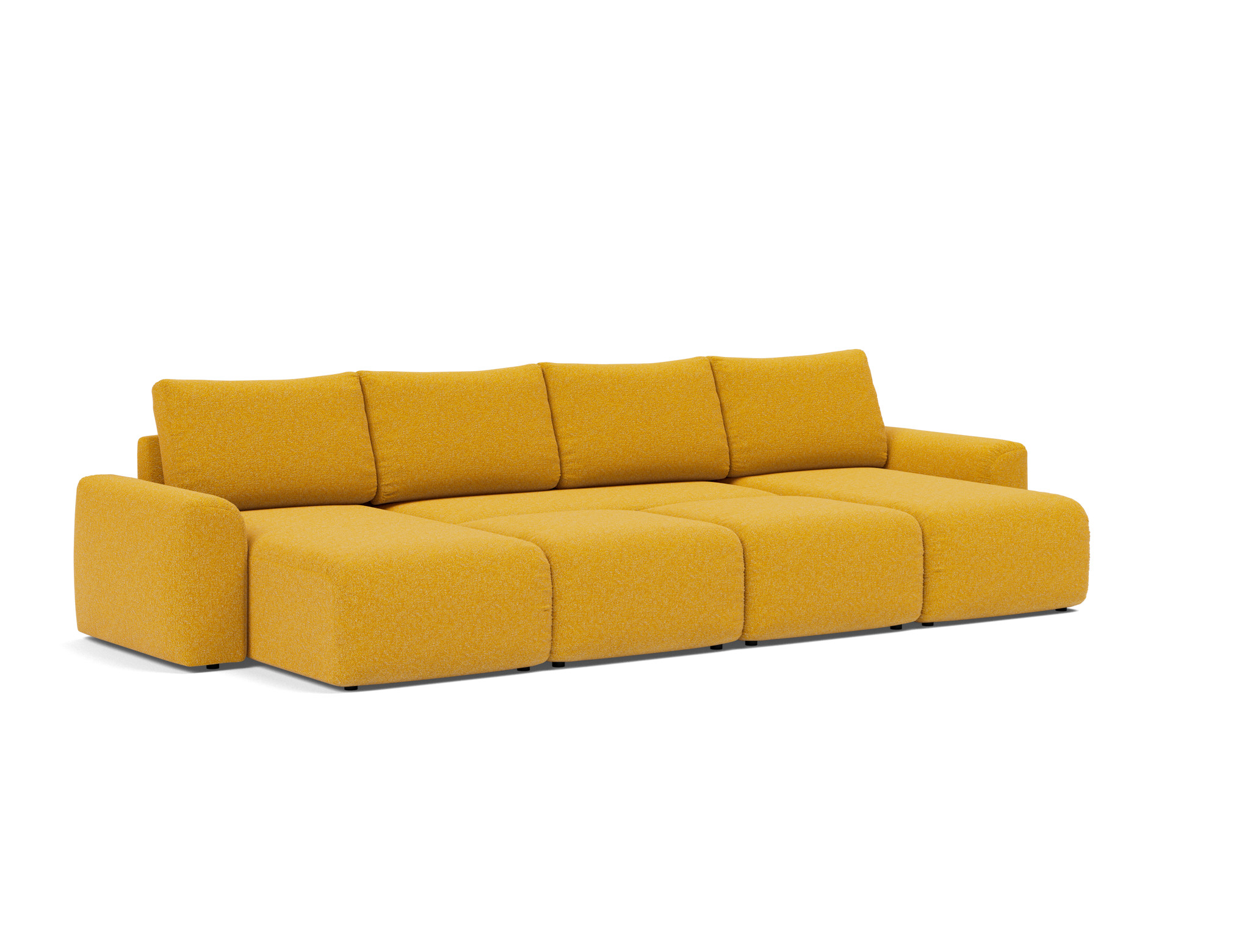 Schlafsofa Norum U-Form mit Chunky-Armlehnen Boucle Skandi 536-Ochre