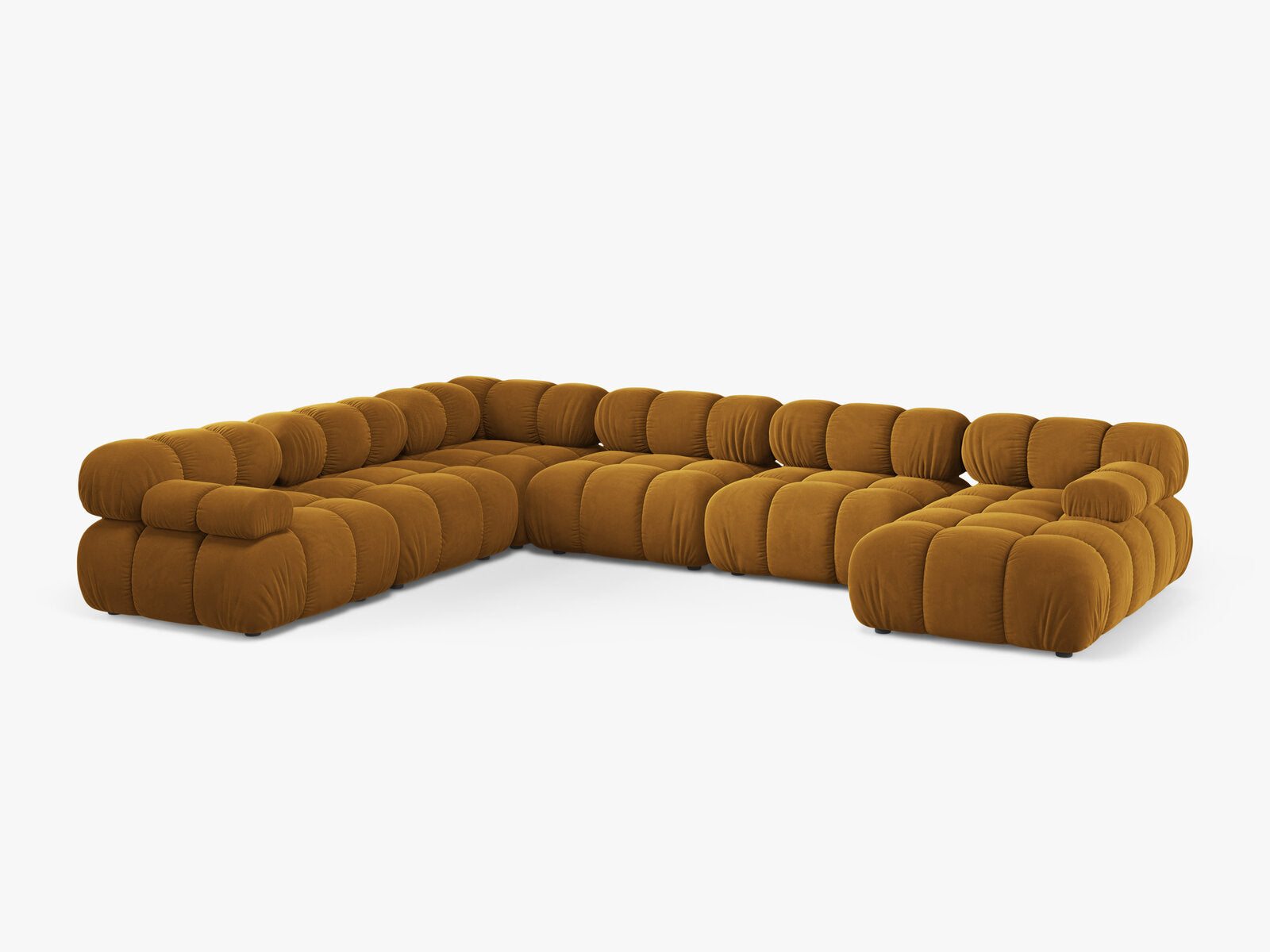 Micadoni Modulares Panorama Ecksofa Bellis 8-Sitzer Links Samt Bluvel Gelb