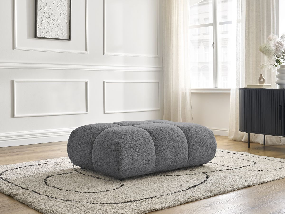Bobochic Alya Pouf Bouclé-Stoff Dunkelgrau