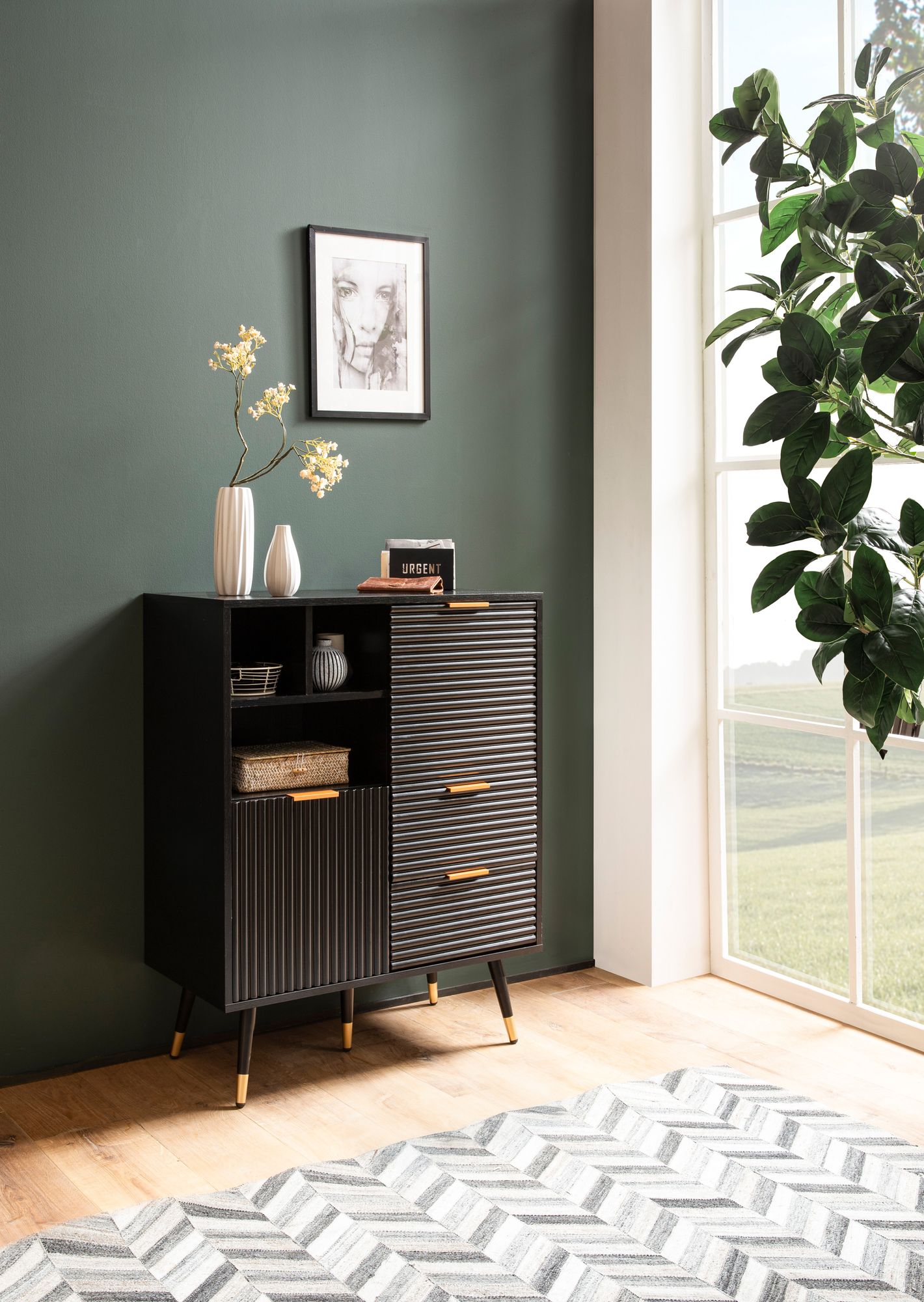 Sideboard Fagernes Schwarz 77 × 40 × 97 cm